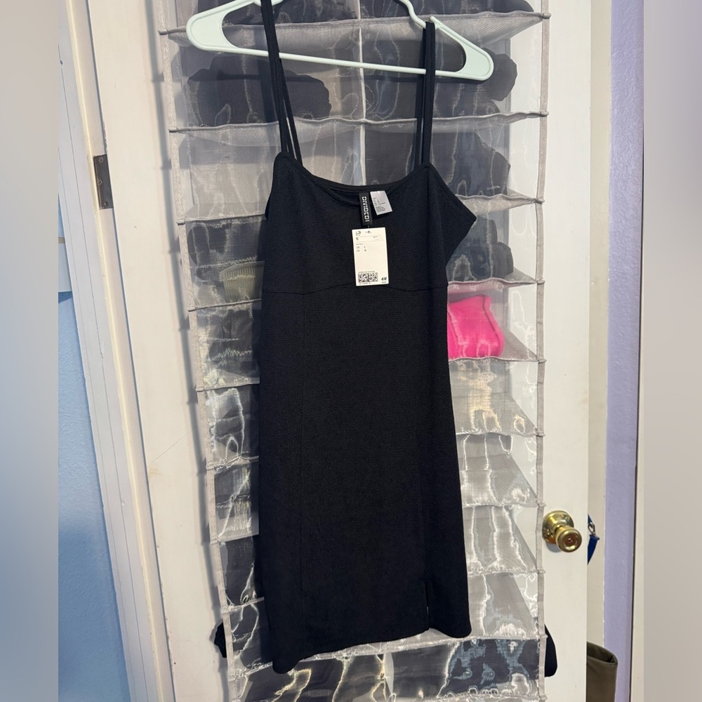 H&M Black Mini Slip Dress with Spaghetti Straps